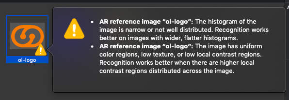 Xcode's alert message about image recognition