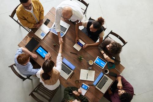 People in a work meeting